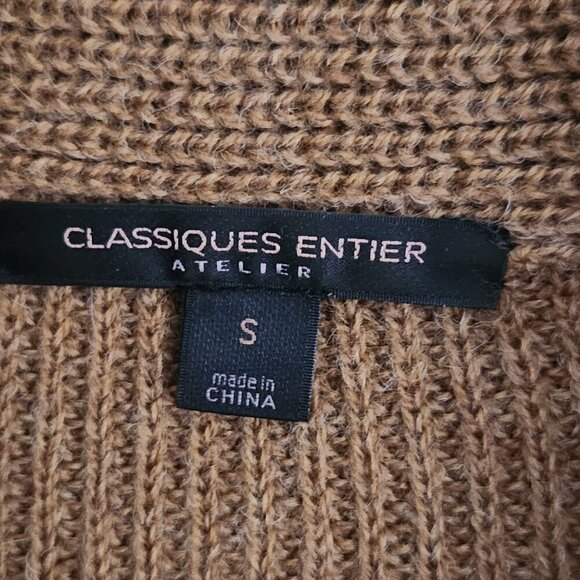 Classiques Entier Brown Alpaca Blend Button Front Poncho Cardigan Sweater Size S - Picture 6 of 7